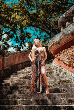beautiful  women in the park Hause nature trees fashion miami 