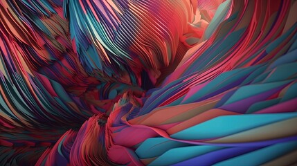 abstract wavy folds background, digital art illustration, Generative AI