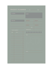 Project Planner. Vector Print template.