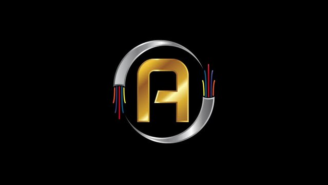 Golden Letter A Logo Reveal Electrical Cables Forming Circle Reveal Kinetic Corporate Design