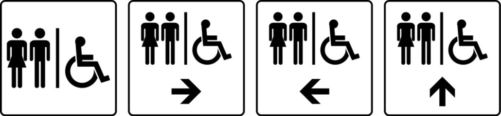 Unisex And Disabled Symbol Toilet Door Sign