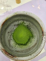 green tea powder in a glass
