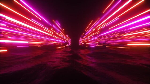 Neon Glowing Streaks Flyng VJ Background