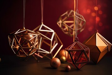 Fototapeta na wymiar Geometric festive ornaments separated from background. Generative AI