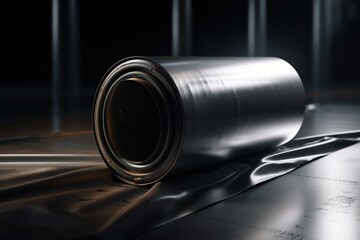 A metal sheet that has been rolled into a cylindrical shape. Generative AI