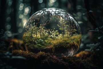 Obraz na płótnie Canvas Nature enclosed in a glass bubble, representing natural ecosystems. Generative AI