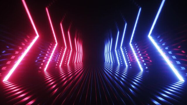 Neon Glowing Tunnel Futuristic Backdrop