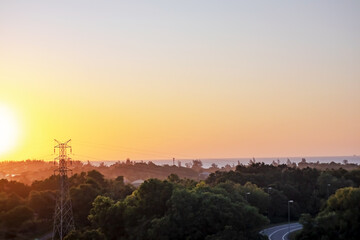 the pollution was released from the industrial factory. that also there are many people checking in because of the sea beautiful and the sunset.