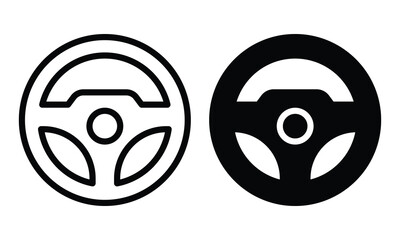 Steering wheel icon with outline and glyph style.