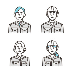 Avatar icon of male and female workers in work uniform【Vector illustration】