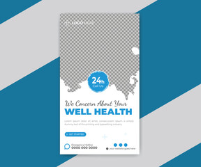 Modern medical healthcare Instagram story template design
