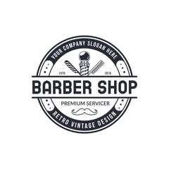 Barber shop logo design with retro vintage style logo