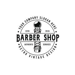 Barber shop logo design with retro vintage style logo