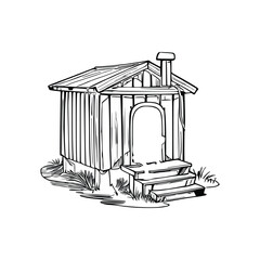 Pet house coloring book, Pet house coloring page, black and white drawing for coloring pages vector illustration.