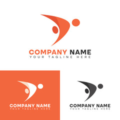 Happy people logo design template. Charity, Group and Community logo concept.
