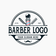 Barber shop logo design with retro vintage style logo