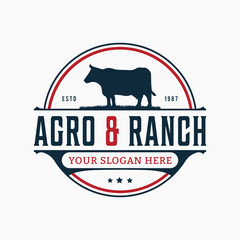 Cattle farm, Livestock, cow farm vector illustration classic retro vintage logo design