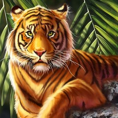 Portrait of a tiger in the jungle
