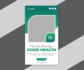 Obraz premium Medical healthcare social media Instagram story template design 