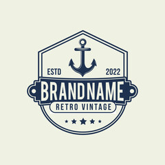  anchor logo with Marine retro emblems logo vector illustration