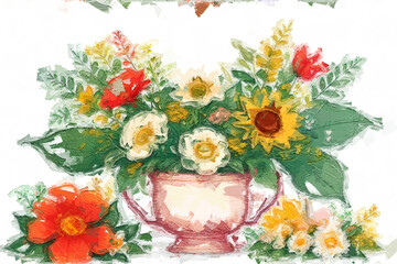 Beautiful abstract oil painting flowers and card