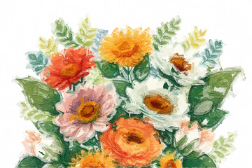 Fototapeta premium Beautiful abstract oil painting flowers and card