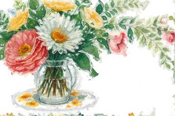 Beautiful abstract oil painting flowers and card