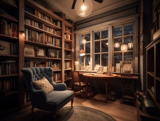 Cozy reading nook with book