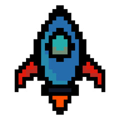 Alien and Space Shuttle Aircraft in Pixel Arts