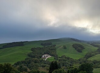 Fototapeta premium clouds over the house on the East San Francisco Bay hills