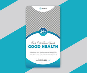 Modern and professional healthcare clinic social media instagram story template design.
