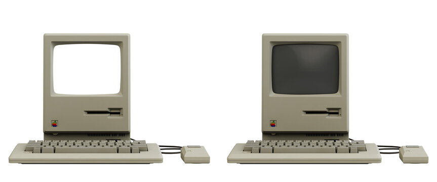 Retro Vintage Apple Macintosh Desktop Computer with Keyboard and Mouse