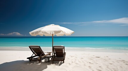 beach with umbrella, generative ai