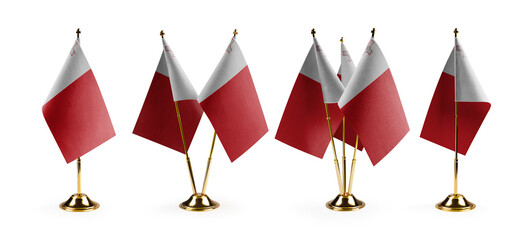 Small national flags of the Malta on a white background