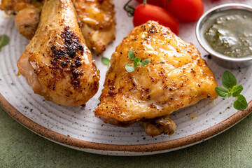 Roasted lemon and herb chicken drumsticks and thighs