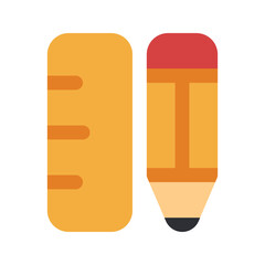 pencil and ruler flat icon