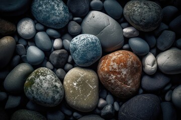 Fototapeta na wymiar River stones texture background. Generative AI. 