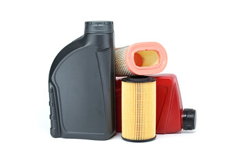 Vehicle engine oil filters and motor oil cans