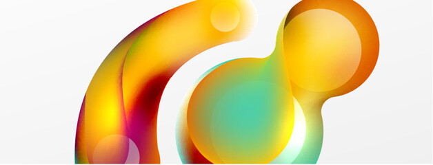 Fluid abstract background. Liquid color gradients composition. Round shapes and circle flowing design for wallpaper, banner, background or landing