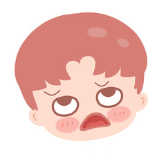 Pink Head Boy Roll Eyes
