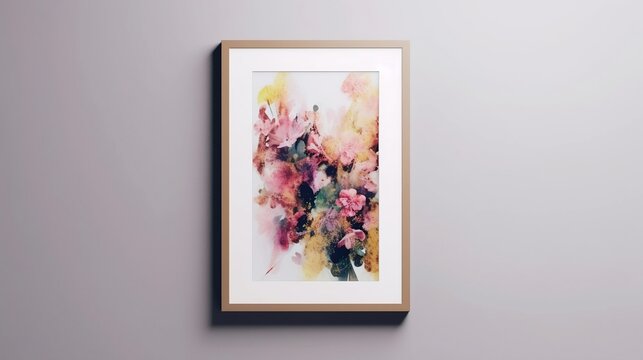 frame with abstract flowers on the wall