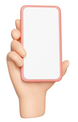3d hand holding smartphone isolated. hand using mobile phone, screen phone template, empty screen phone mockup, minimal concept, 3d render illustration