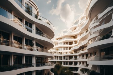 Residential complex in white structure. Generative AI