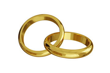 gold rings isolated on white with transparent background. 3D illustration