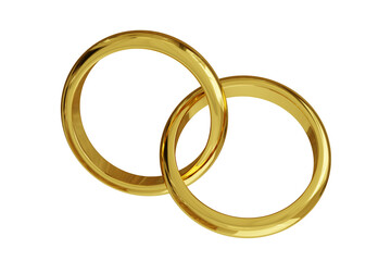 gold rings isolated on white with transparent background. 3D illustration
