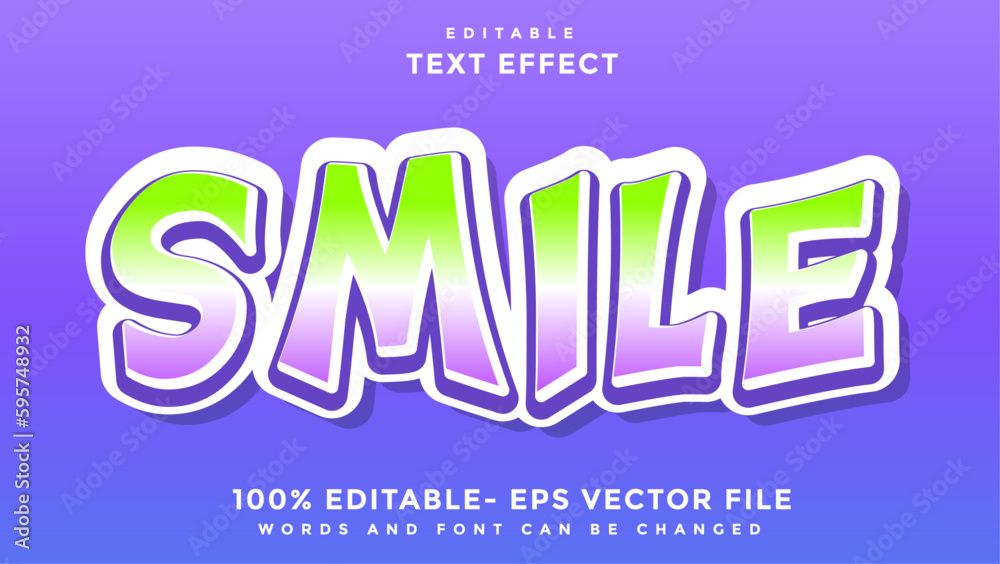 Fototapete minimal gradient word smile editable text effect design, effect saved in graphic style