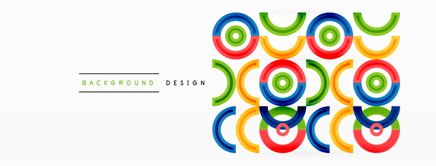 Fototapeta premium Circles are arranged in a grid pattern abstract background and feature a range of different colors, including shades of various colors. Template for wallpaper, banner, presentation, background