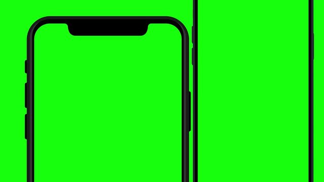Template for cell phone sreen with green screen background, smartphone on green screen Mobile phone mock-up for your product in vertical orientation portrait mode