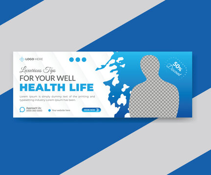 Medical healthcare Facebook cover photo design for social media promotion web banner template

