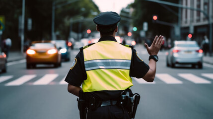 police officer directing traffic, generative ai